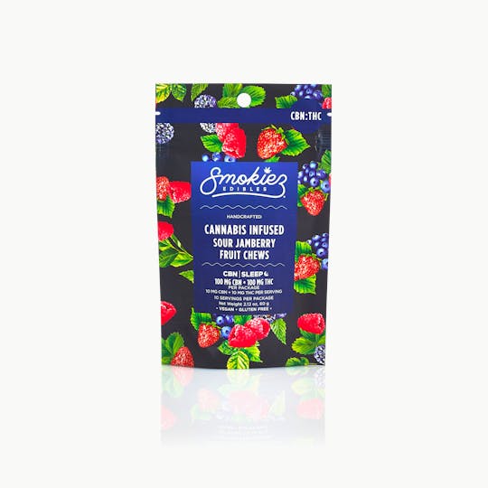 Smokiez Edibles - Sour Jamberry 100mg CBN : 100mg THC 1:1 Fruit Chews - AZ - 1