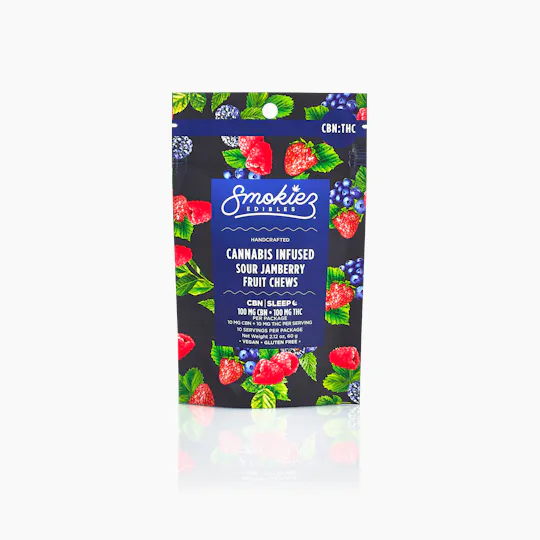 Smokiez Edibles - Sour Jamberry Fruit Chews THC:CBN 1:1 | 100mg | 10ct | 10mg/ea - 1