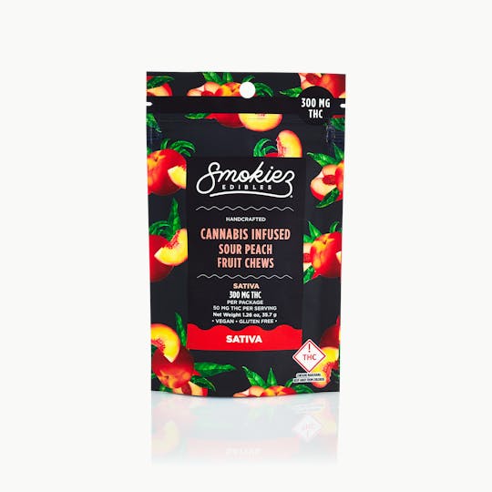 Smokiez Edibles - Smokiez SATIVA Sour Peach Fruit Chews - 300mg - OH - 1