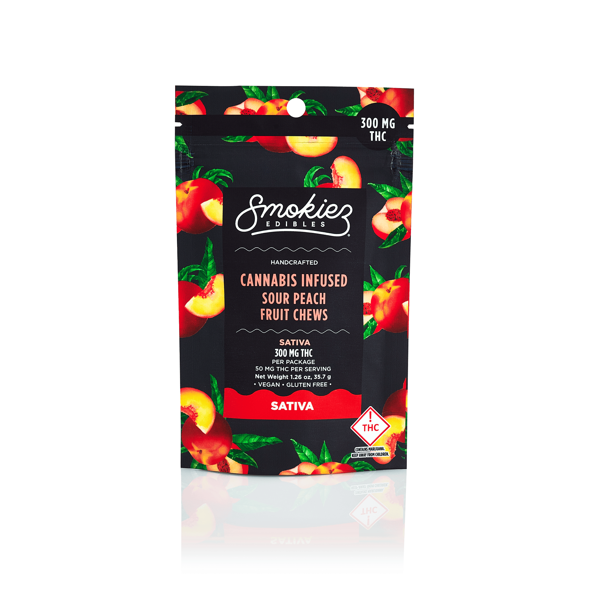 Smokiez Edibles - Sour Peach Fruit Chews | 300mg | 6ct | 50mg/ea - 1