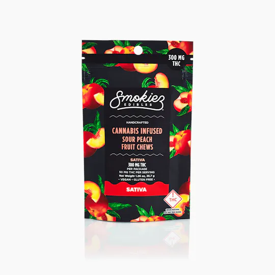 Smokiez Edibles - Sour Peach Fruit Chews | 300mg | 6ct | 50mg/ea - 1