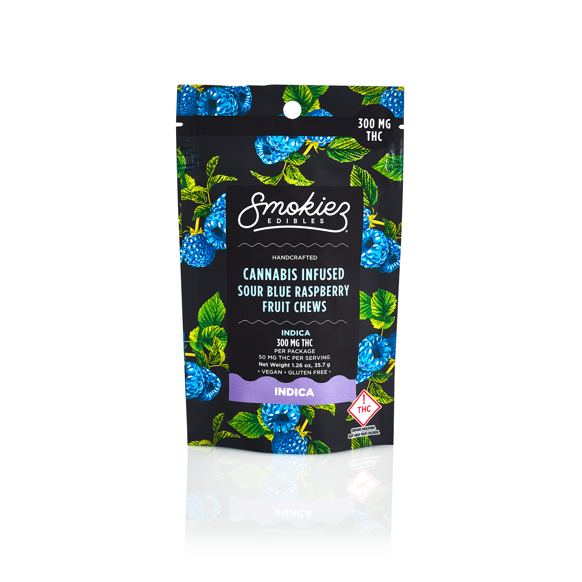 Smokiez Edibles - Smokiez INDICA Sour Blue Raspberry Fruit Chews - 300mg - OH - 1