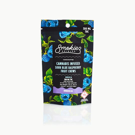 Smokiez Edibles - Smokiez INDICA Sour Blue Raspberry Fruit Chews - 300mg - OH - 1