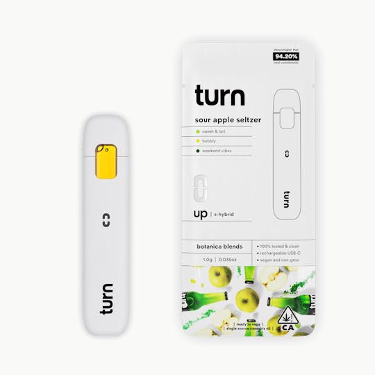 turn - 1.0g AIO | sour apple seltzer | botanica blends | up | - 1