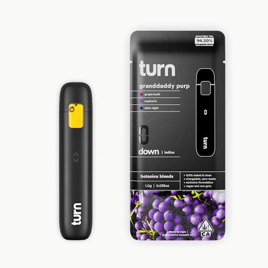 turn - 1.0g AIO | granddaddy purp | botanica blends | down | - 1