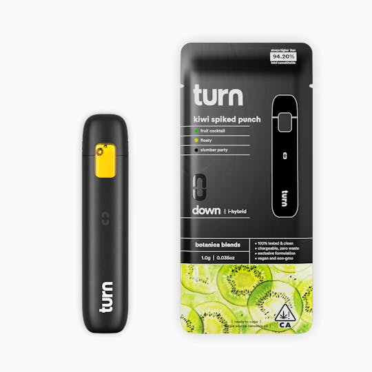 turn - 1.0g AIO | kiwi spiked punch | botanica blends | down | - 1