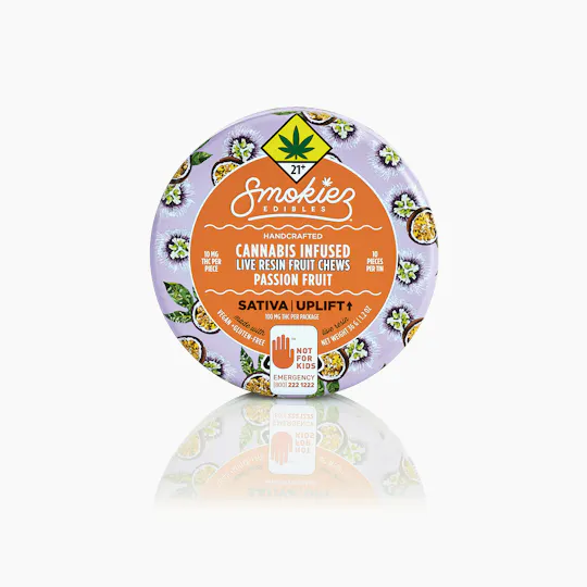 Smokiez Edibles - Passionfruit Live Resin Fruit Chews | 100mg | 10ct | 10mg/ea - 1