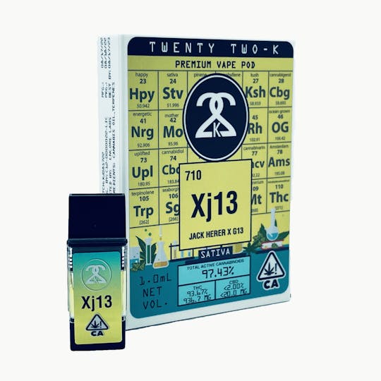 Twenty Two K / 22k - 22K - XJ-13 (Jack Herer x G13 Haze) 1.0ml POD - 1