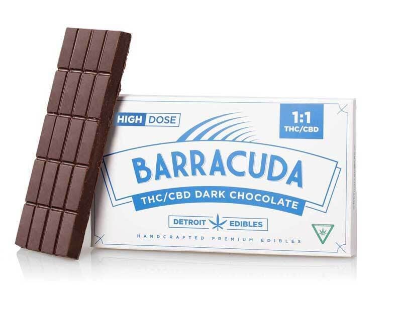 Detroit Edibles - Barracuda Bar 1:1, Dark Chocolate - 200mg THC : 200mg CBD - 1