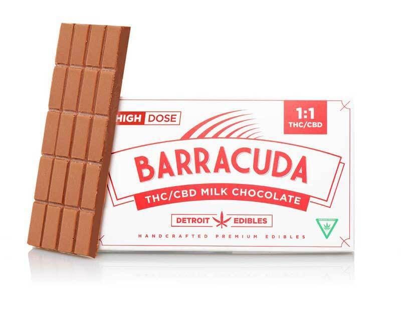 Detroit Edibles - Barracuda Bar 1:1, Milk Chocolate - 200mg THC : 200mg CBD - 1