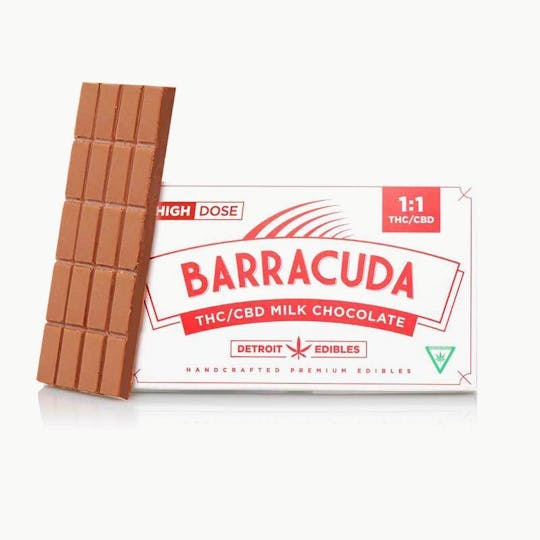 Detroit Edibles - Barracuda Bar 1:1, Milk Chocolate - 200mg THC : 200mg CBD - 1