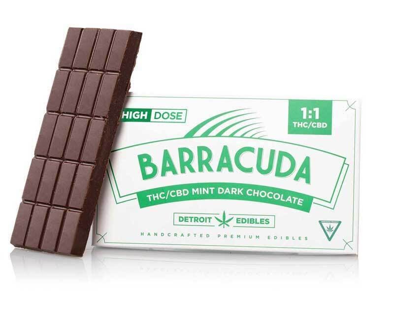 Detroit Edibles - Barracuda Bar 1:1, Mint Dark Chocolate - 200mg THC : 200mg CBD - 1