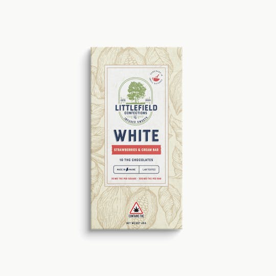 Littlefield Confections - Strawberries and Cream White Chocolate THC Bar 30mg/pc 300mg Total - 1