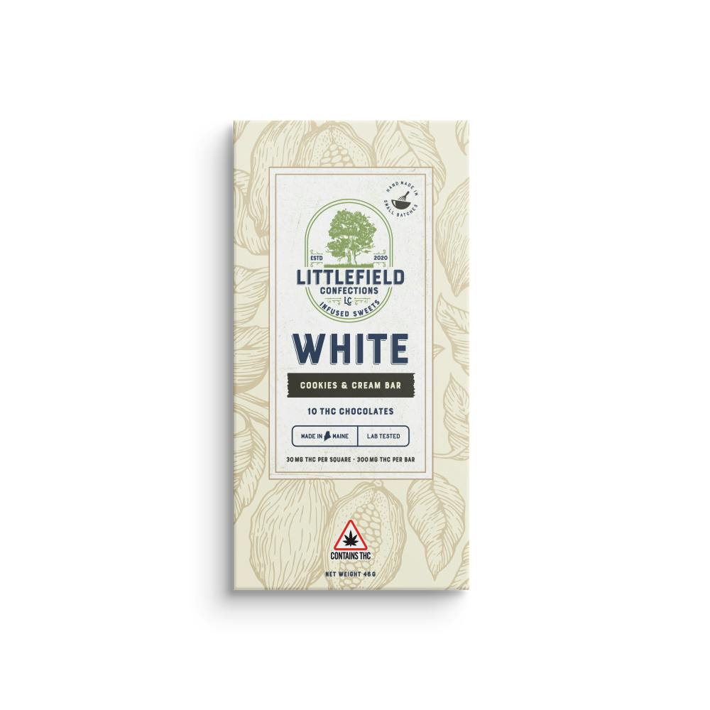 Littlefield Confections - Cookies And Cream THC White Chocolate Bar 30mg/pc 300mg Total - 1