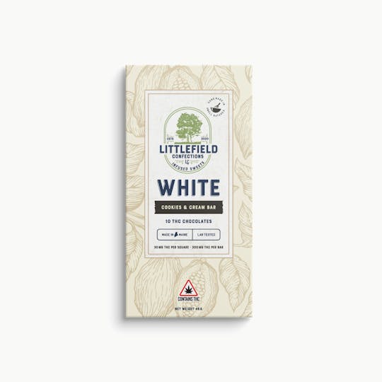 Littlefield Confections - Cookies And Cream THC White Chocolate Bar 30mg/pc 300mg Total - 1