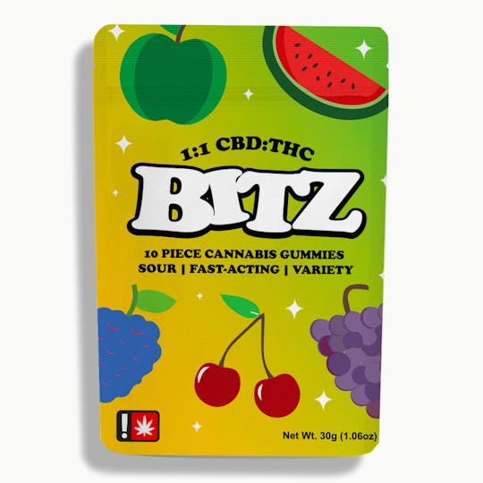 Green State of Mind - 1:1 CBD:THC Sour BITZ (200mg) - 1