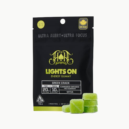 Heavy Hitters - Green Crack | Sativa - Lights On THCV Energy Gummies -100mg THC |50mg THCV - 1