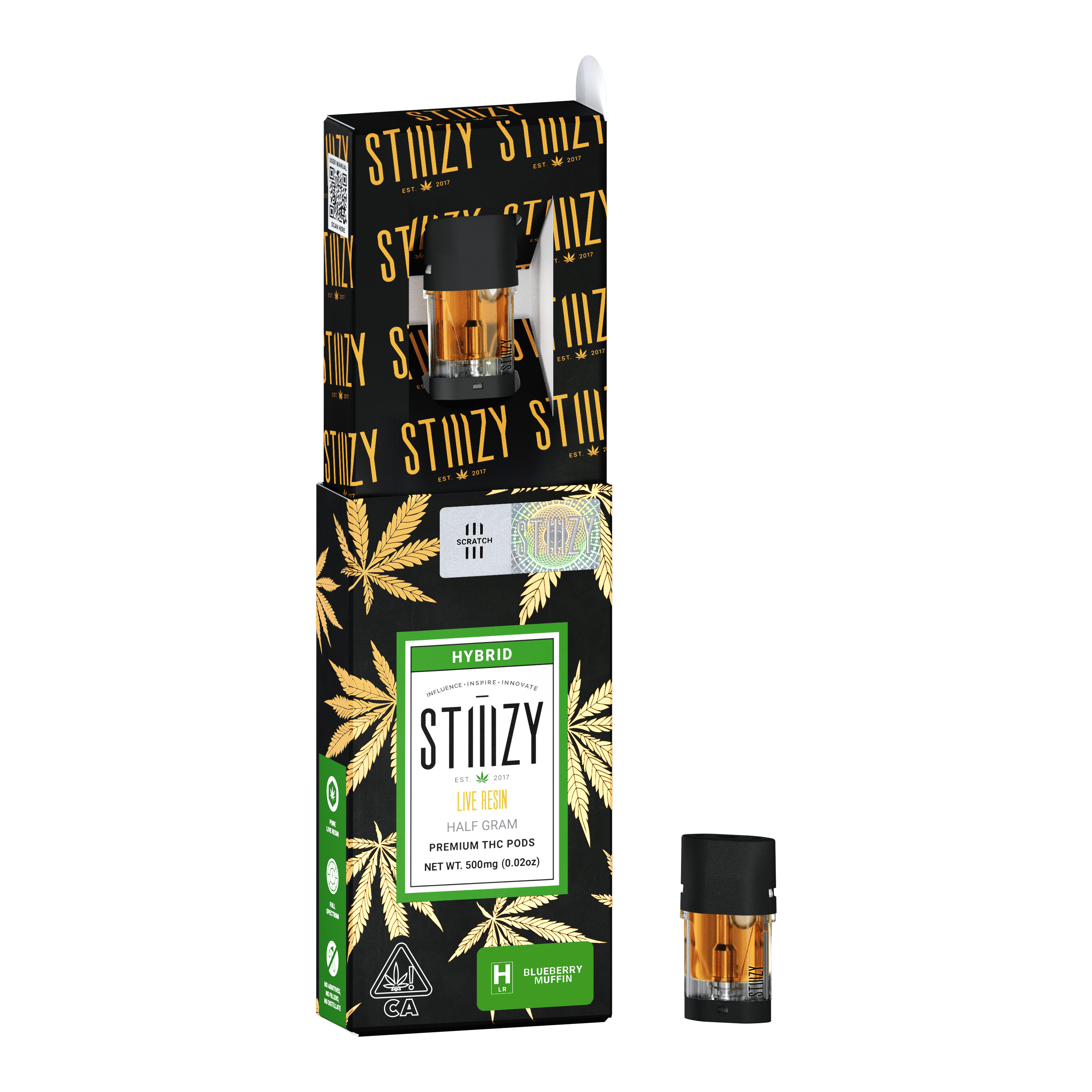 STIIIZY - Vape Cartridge - BLUEBERRY MUFFIN .5G Live Resin Pod - STIIIZY - 1