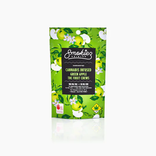 Smokiez Edibles - Green Apple Fruit Chews | 100mg | 10ct | 10mg/ea - 1