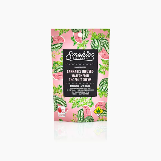 Smokiez Edibles - Watermelon Fruit Chews | 100mg | 10ct | 10mg/ea - 1