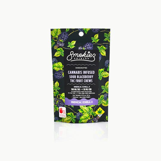 Smokiez Edibles - Smokiez INDICA Sour Blackberry Fruit Chews - 100mg 10pk - WA - 1