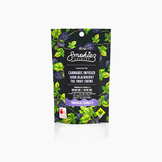 Smokiez Edibles - Sour Blackberry Fruit Chews | 100mg | 10ct | 10mg/ea - 1