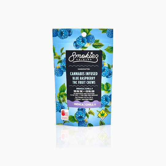 Smokiez Edibles - Smokiez INDICA Blue Raspberry Fruit Chews - 100mg 10pk - WA - 1