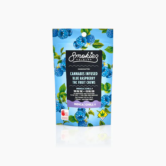 Smokiez Edibles - Blue Raspberry Fruit Chews | 100mg | 10ct | 10mg/ea - 1