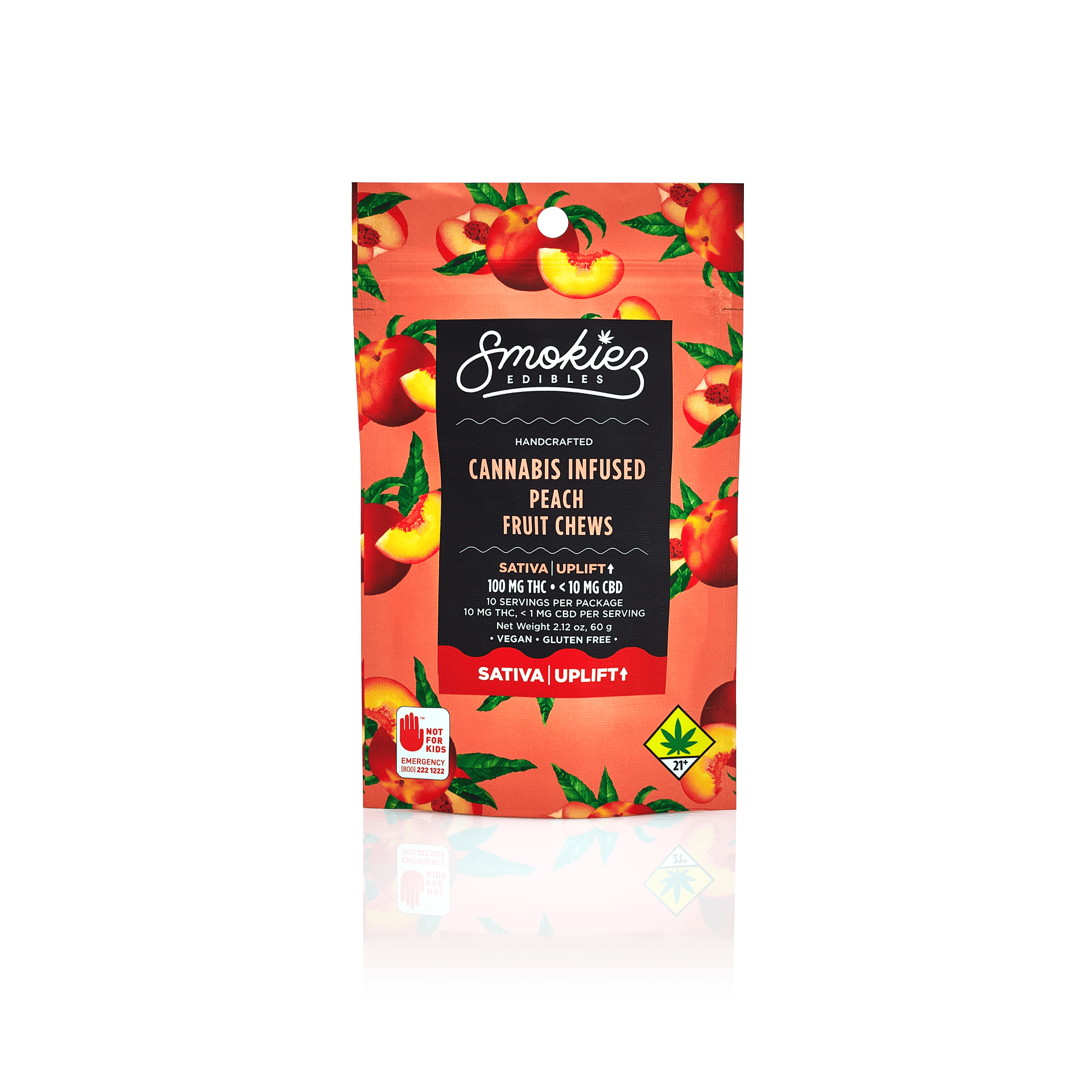 Smokiez Edibles - Peach Fruit Chews | 100mg | 10ct | 10mg/ea - 1