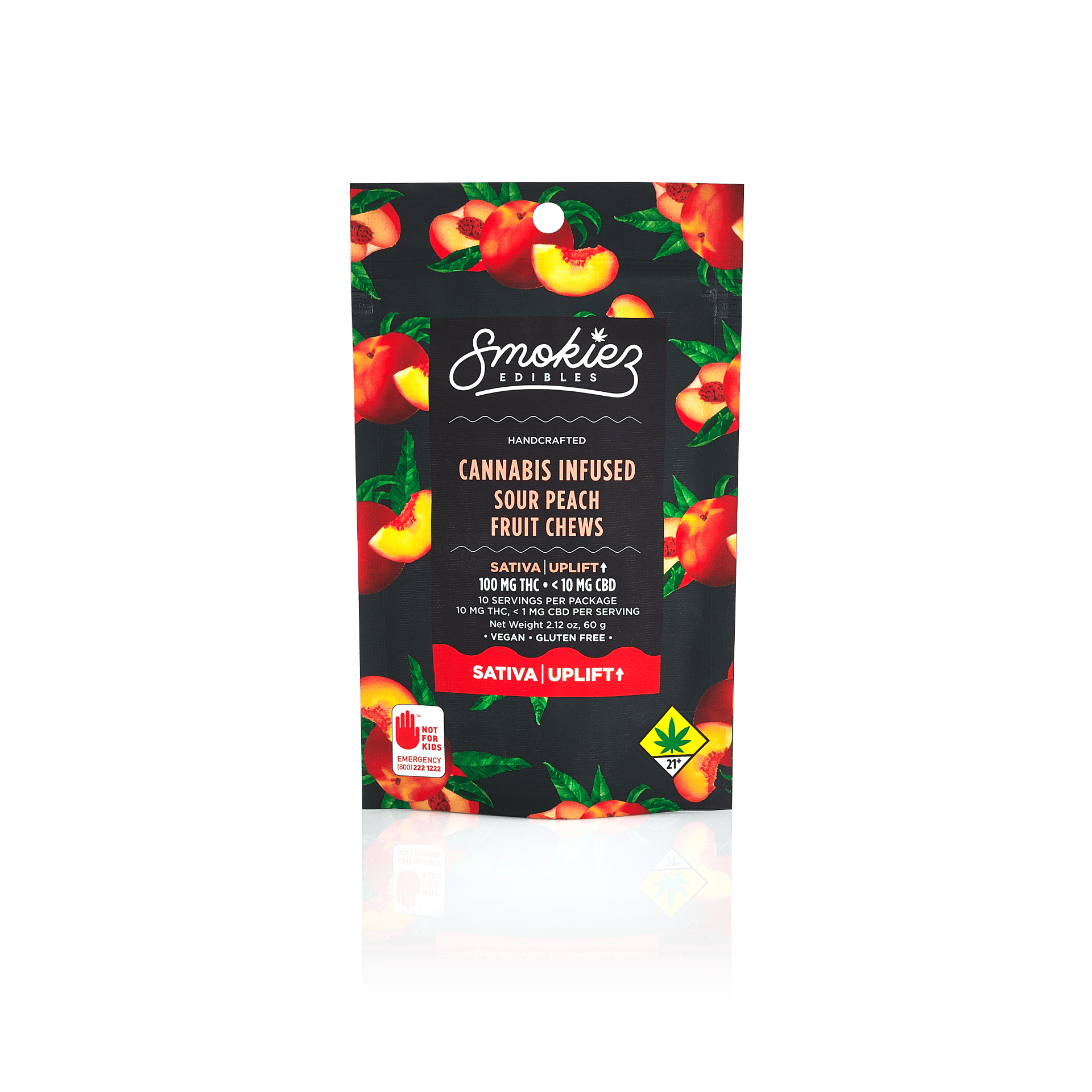 Smokiez Edibles - Sour Peach Fruit Chews | 100mg | 10ct | 10mg/ea - 1