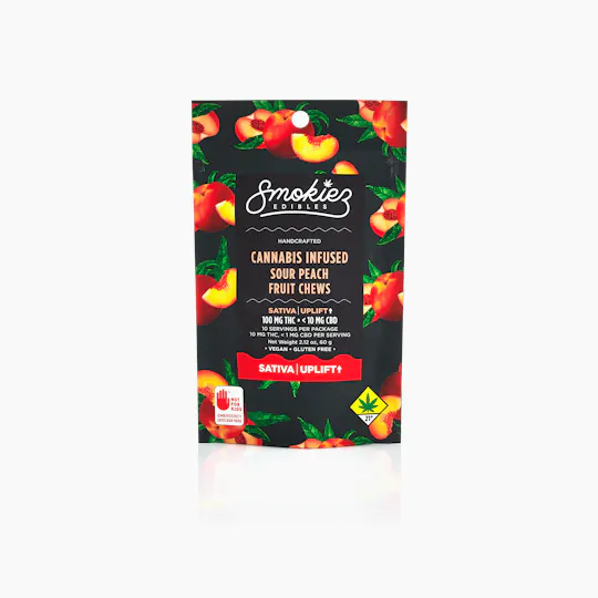 Smokiez Edibles - Sour Peach Fruit Chews | 100mg | 10ct | 10mg/ea - 1