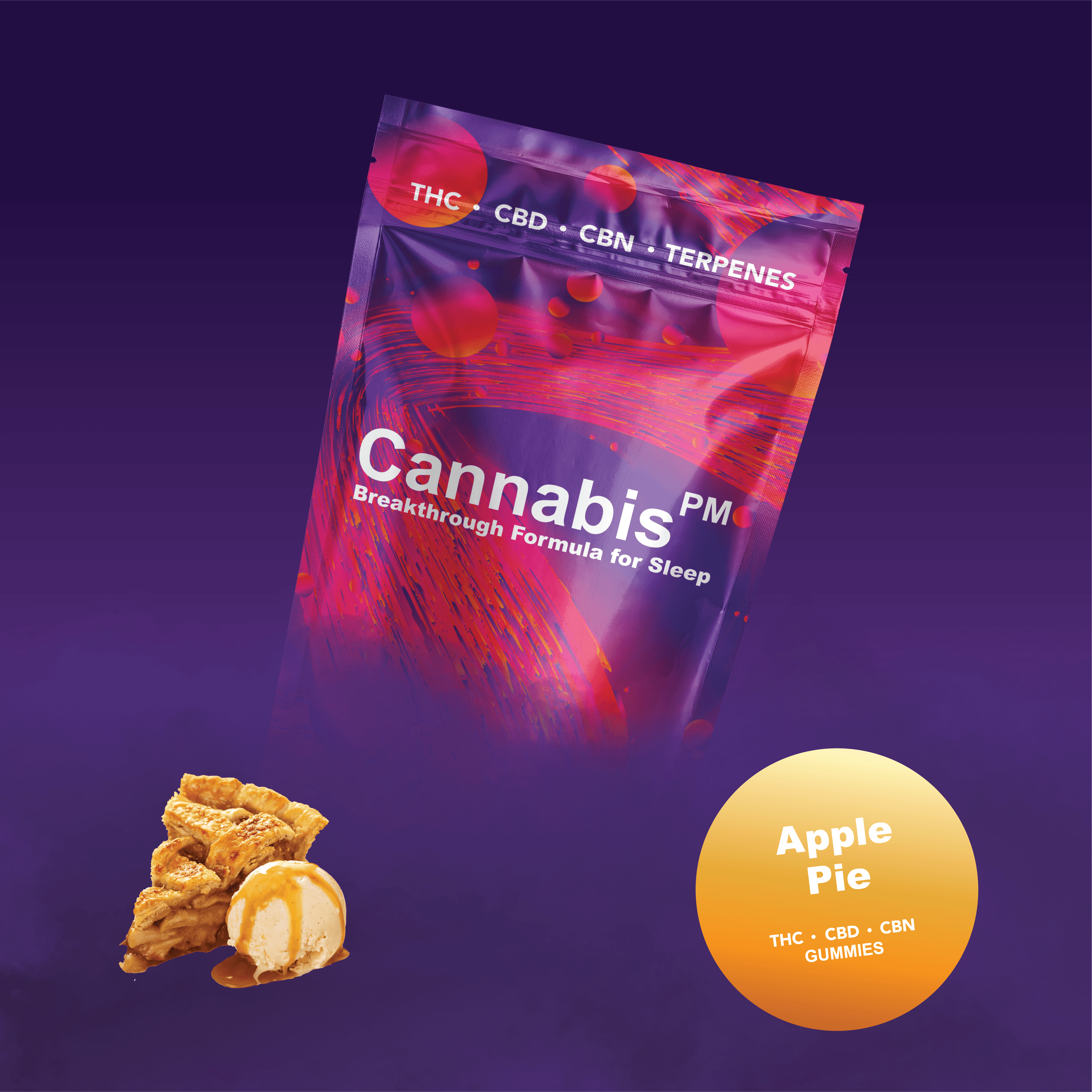Cannabis PM Sleep - CannabisPM | Apple Pie 1:1:1 Gummies | 50mg THC:CBD:CBN | 10ct | 5mg/ea - 1