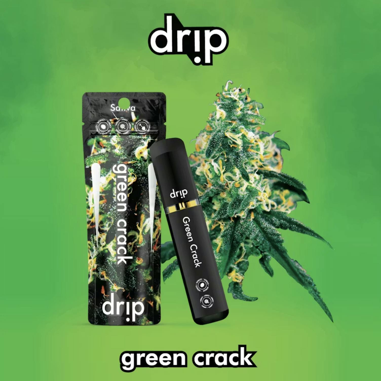 Drip Vapes - Drip 2g All In One - Green Crack (Sativa) - 1