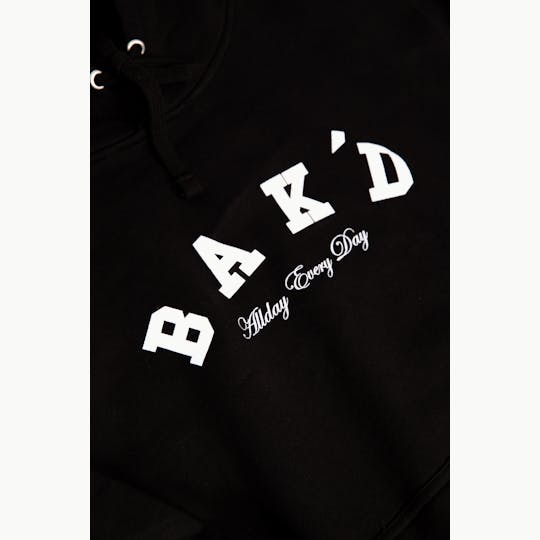 Bak'd - Bak'd Classic Pull Over Hoodie w/ Pocket (Black/White) - 1