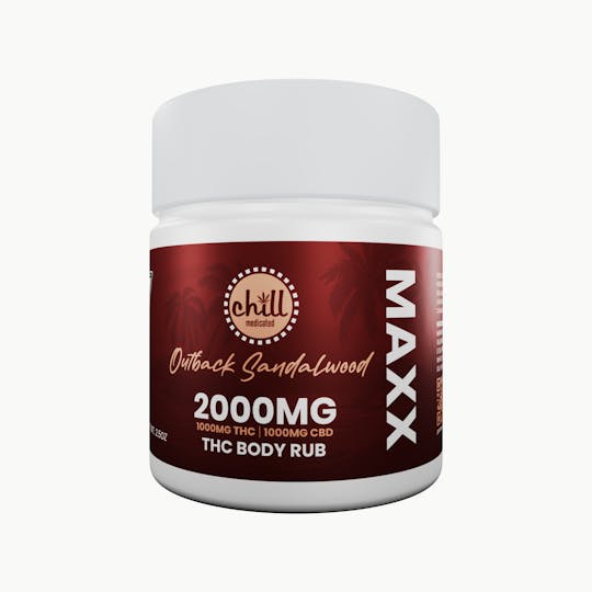 Chill Medicated - 1000mg THC : 1000mg CBD | MAXX Outback Sandalwood Body Rub | REC - 1