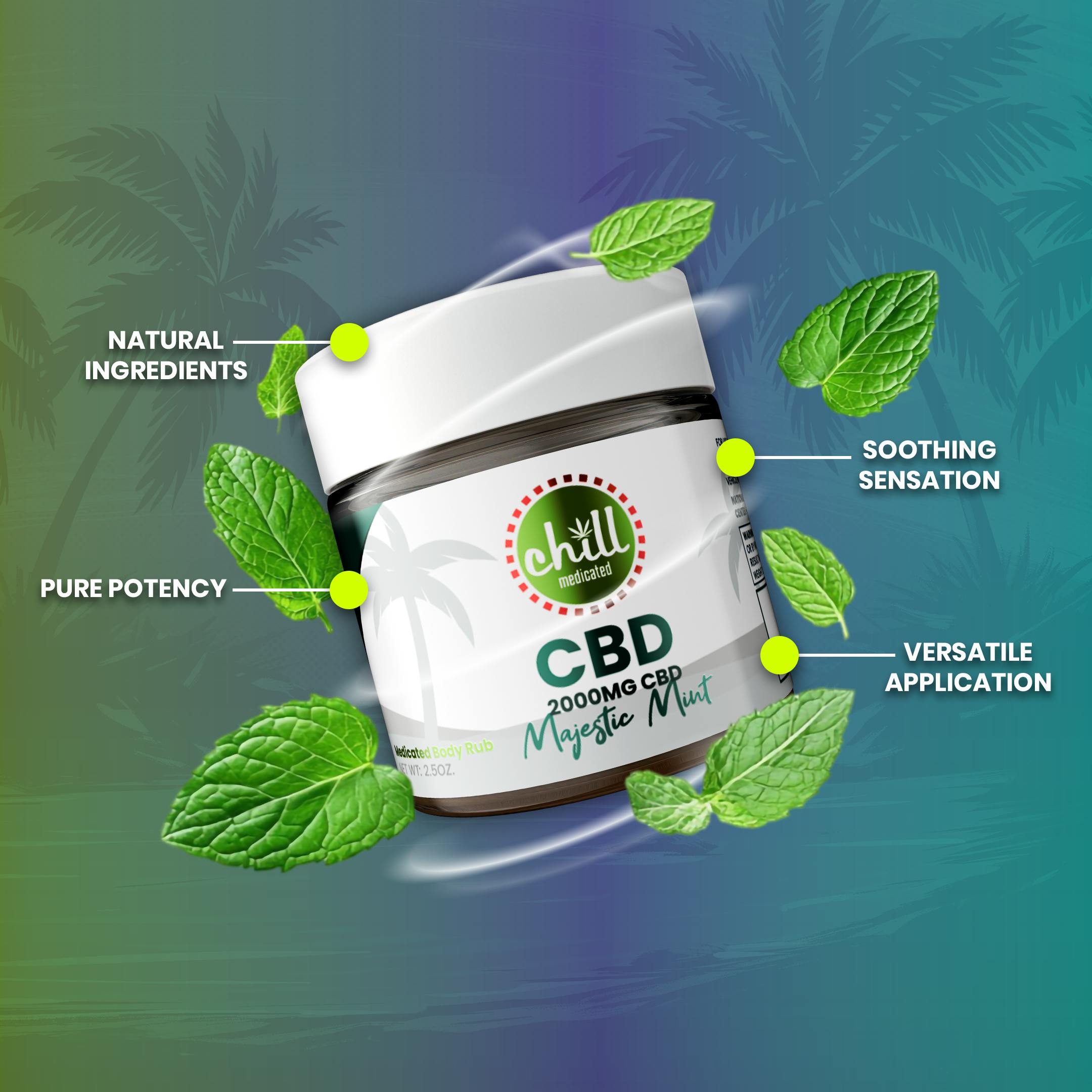Chill Medicated - 2000mg CBD | Majestic Mint Body Rub | REC - 1