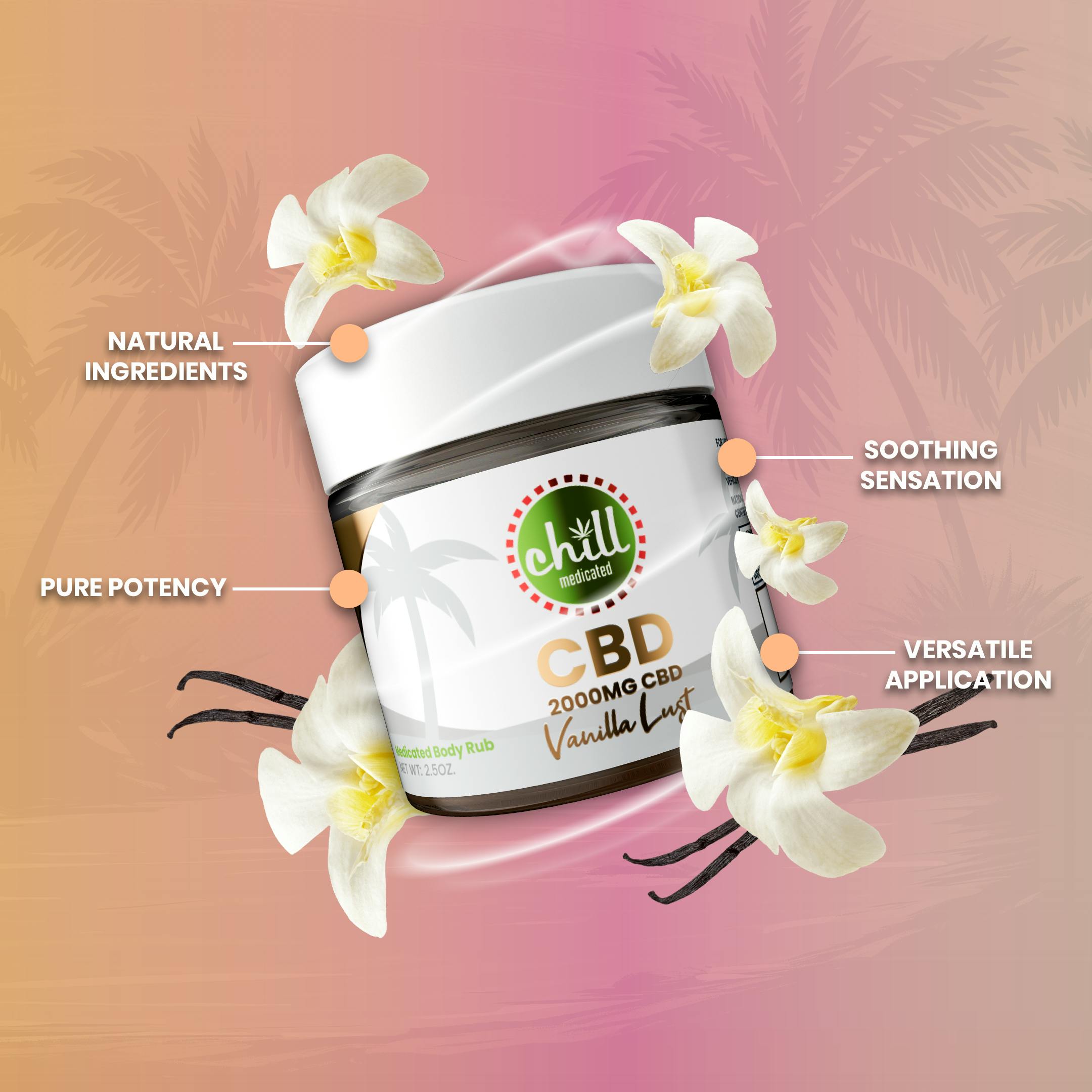 Chill Medicated - 2000mg CBD | Vanilla Lust Body Rub | MED - 1