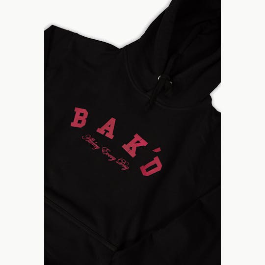 Bak'd - Bak'd Classic Pull Over Hoodie w/ Pocket (Black/Crimson) - 1