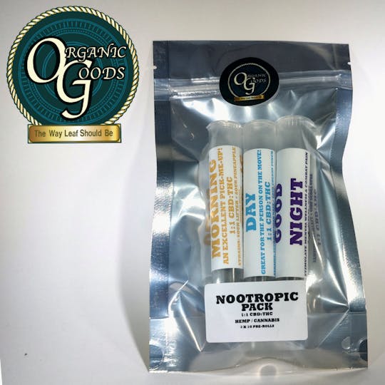 Organic Goods - Organic Goods Pre-Rolls Nootropic Pack 1:1 Hemp / Cannabis 3 x 1 G - 1