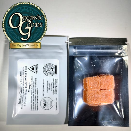 Organic Goods - 100mg Indica Mango Gummies w/ Hash Rosin & Premium Concentrates - 1