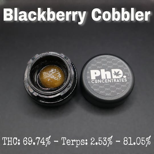 Pharmicated - PhD Concentrate 1 gram - Blackberry Cobbler Badder - 69.74% THC - 1