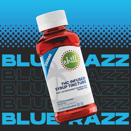 Chill Medicated - Blue Razz | 250mg THC Syrup Tincture | Chill Medicated | REC - 1