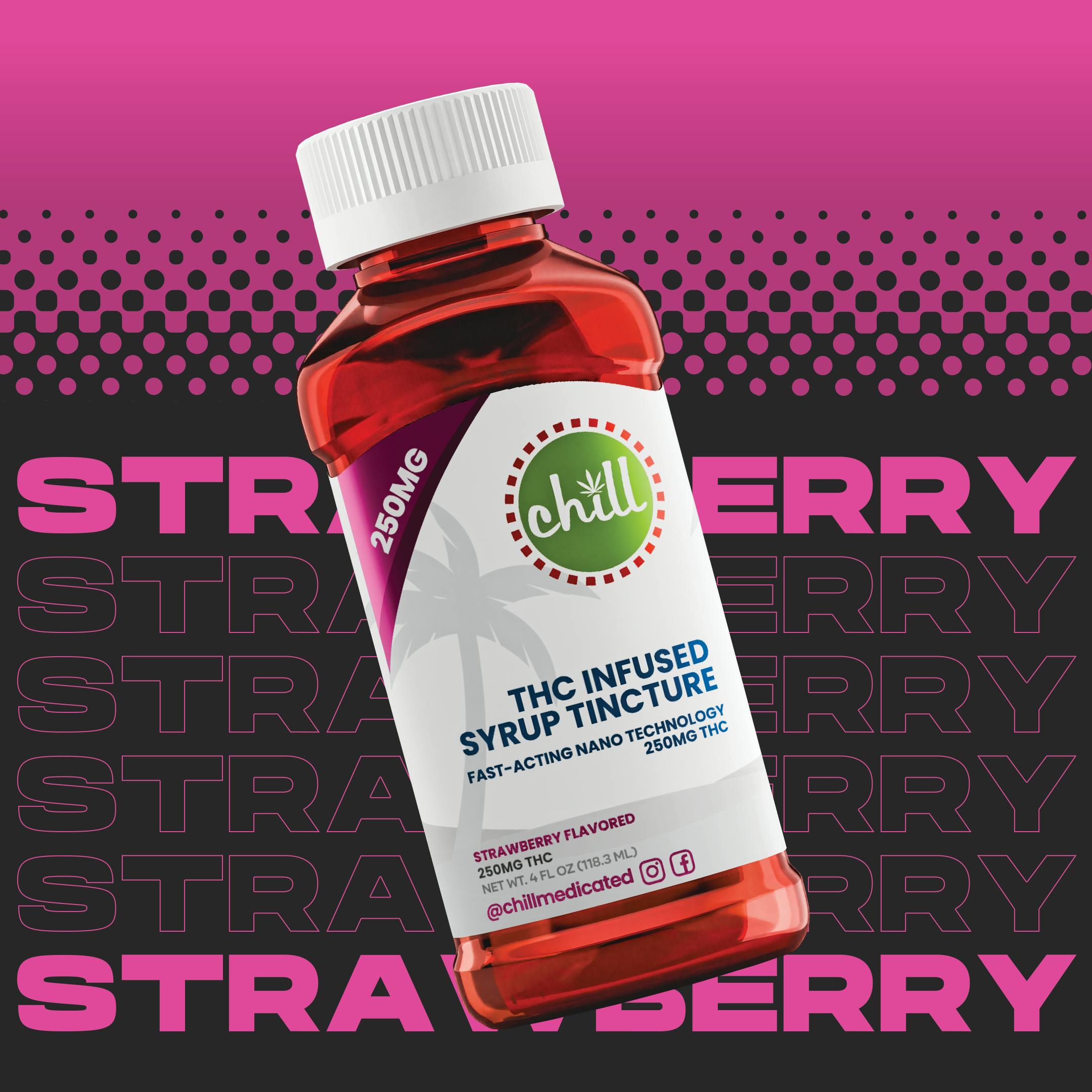 Chill Medicated - Strawberry | 250mg THC Syrup Tincture | Chill Medicated | REC - 1