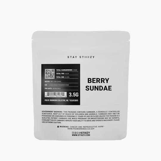 STIIIZY - - BERRY SUNDAE - 3.5G White Label Mylar - 1