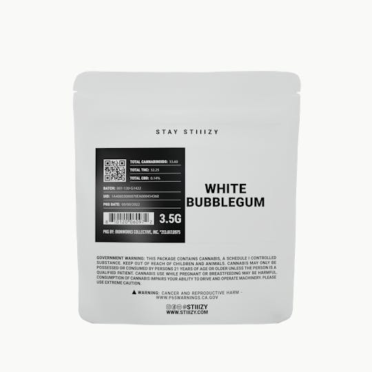 STIIIZY - - WHITE BUBBLEGUM - 3.5G White Label Mylar - 1