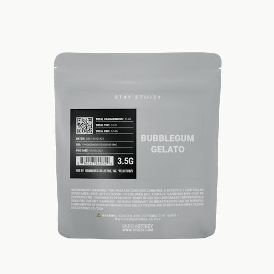 STIIIZY - - BUBBLEGUM GELATO - 3.5G Grey Label Mylar - 1