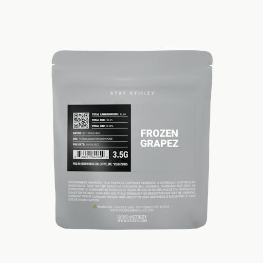 STIIIZY - - FROZEN GRAPEZ - 3.5G Grey Label Mylar - 1