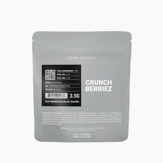 STIIIZY - - CRUNCH BERRIEZ - 3.5G Grey Label Mylar - 1
