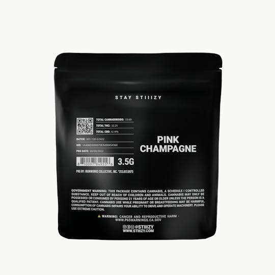 STIIIZY - - PINK CHAMPAGNE - 3.5G Black Label Mylar - 1