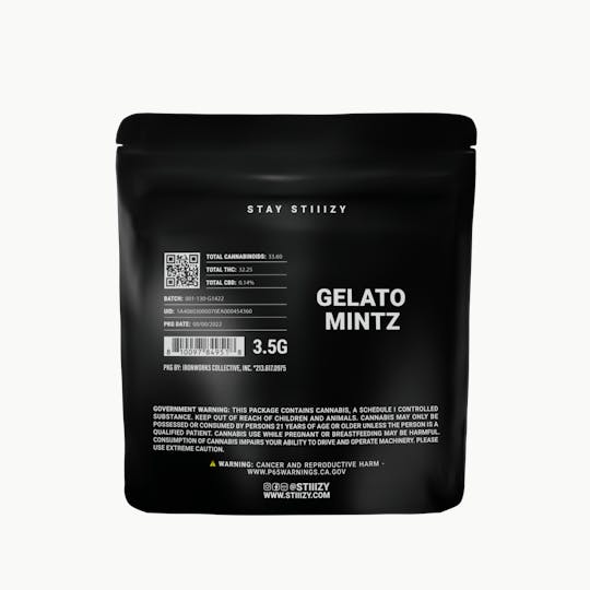 STIIIZY - - GELATO MINTZ - 3.5G Black Label Mylar - 1